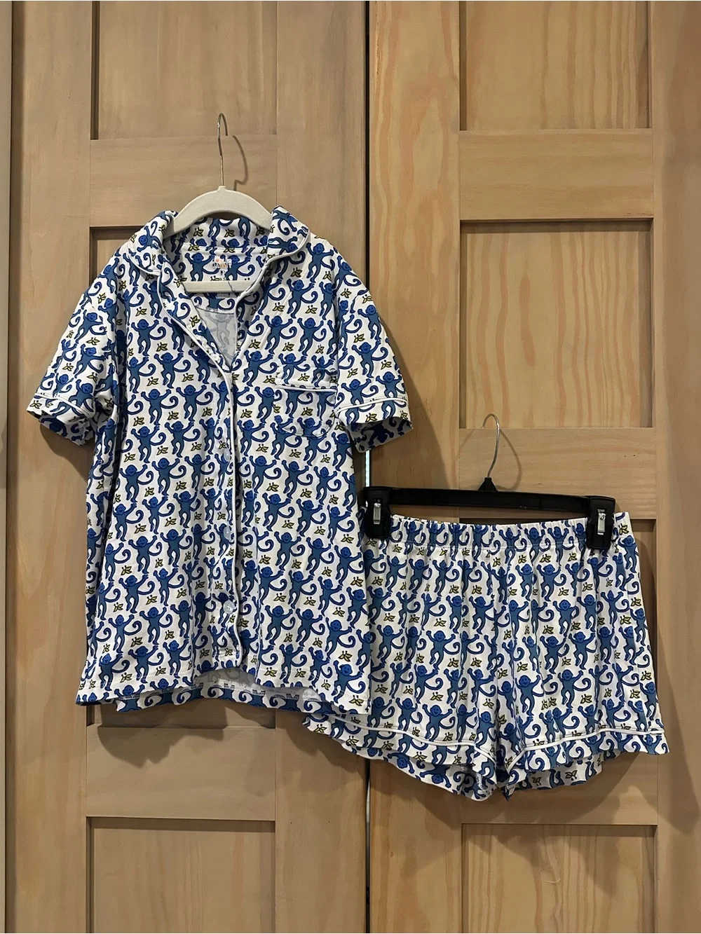 Roller Rabbit Blue & Yellow Monkey Print Pajama Top